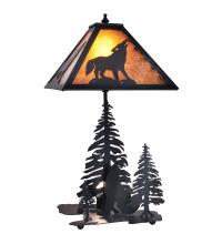 Meyda Blue 242540 - 22" High Wolf at Dawn W/Lighted Base Table Lamp