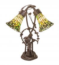 Meyda Blue 251677 - 17" High Stained Glass Pond Lily 2 Light Trellis Girl Accent Lamp
