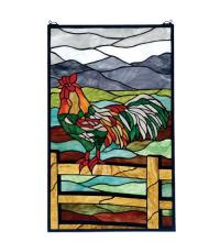 Meyda Blue 69398 - 19"W X 31"H Rooster Stained Glass Window