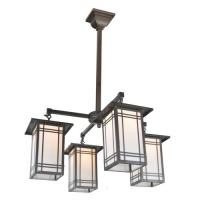 Meyda Blue 99493 - 33" Square Prairie Mission 4 Light Chandelier