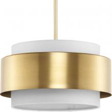 Progress P500399-109 - Silva Collection Three-Light Brushed Bronze White Linen Shade Pendant