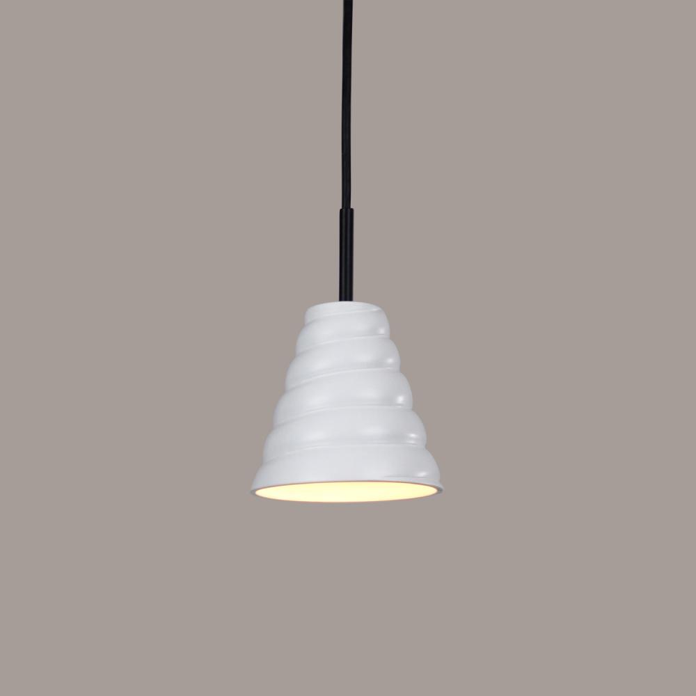 Vortex Mini Pendant: Satin White (Black Cord & Canopy)