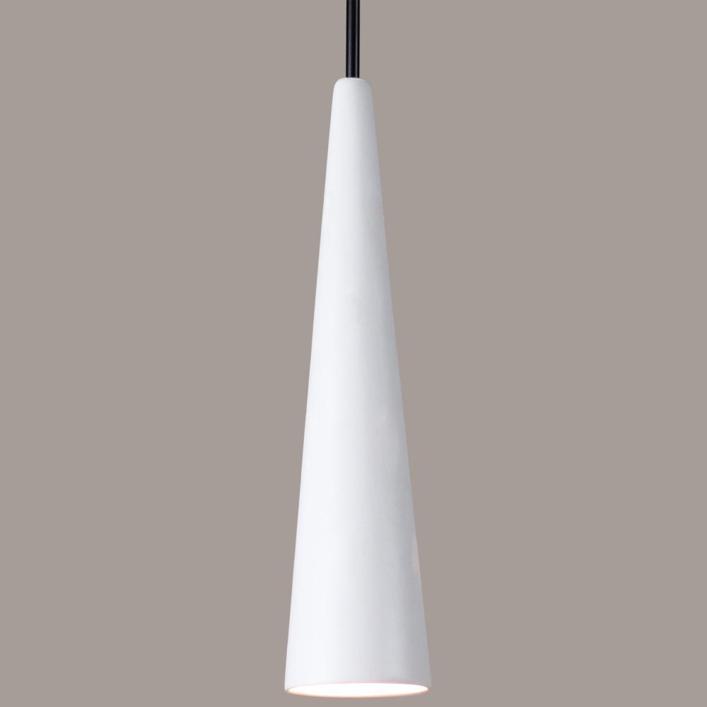Iconic Mini Pendant : Satin White (Black Cord & Canopy)