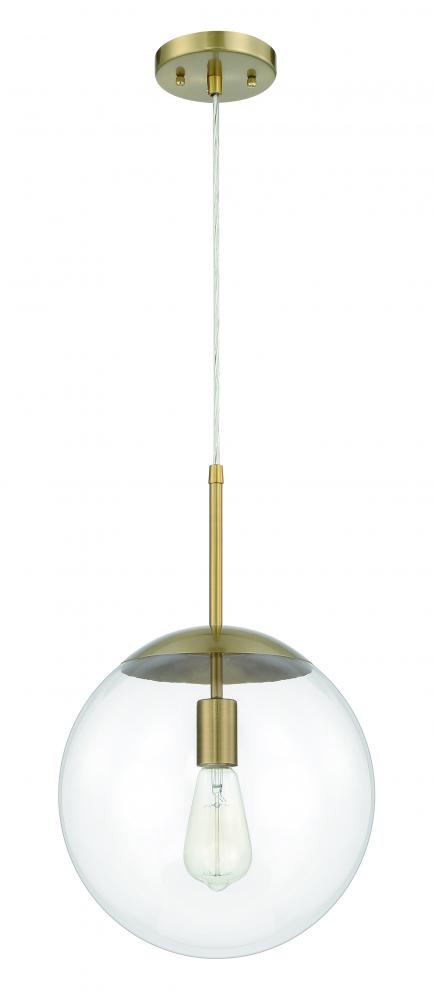 1 Light Medium Pendant with Clear Glass