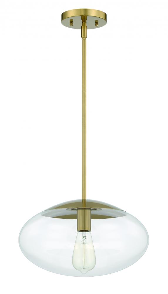 1 Light Large Oval Pendant with Clear Glass