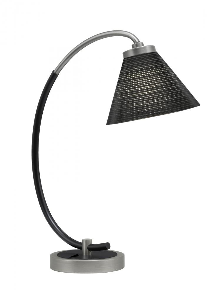 Desk Lamp, Graphite & Matte Black Finish, 7" Black Matrix Glass