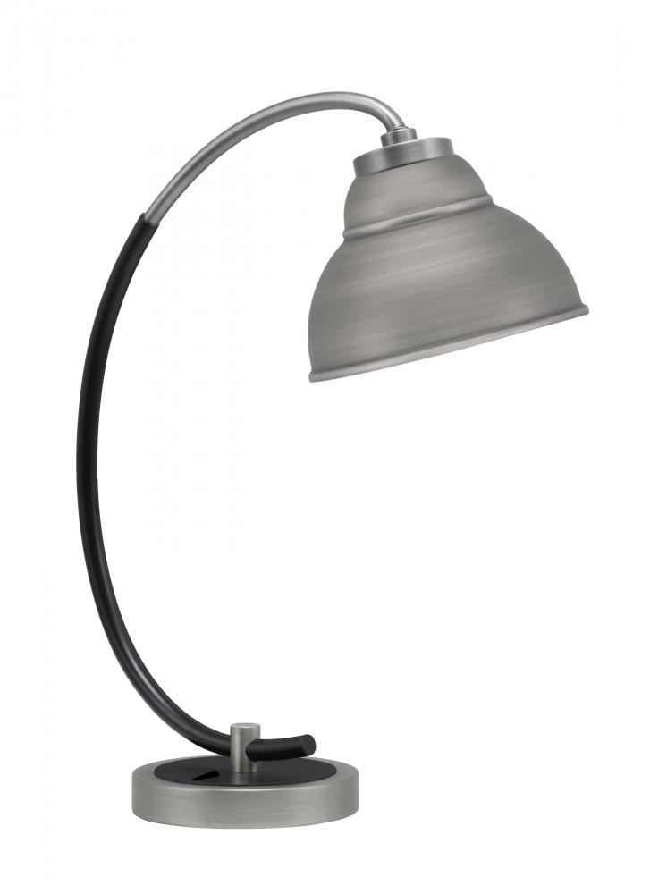 Desk Lamp, Graphite & Matte Black Finish, 7" Graphite Double Bubble Metal Shade