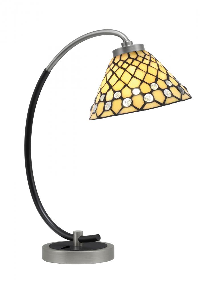 Desk Lamp, Graphite & Matte Black Finish, 7" Starlight Art Glass