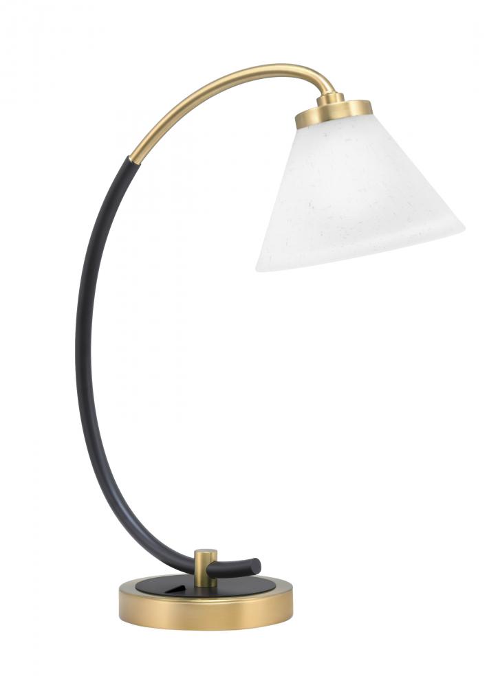 Desk Lamp, Matte Black & New Age Brass Finish, 7" White Muslin Glass