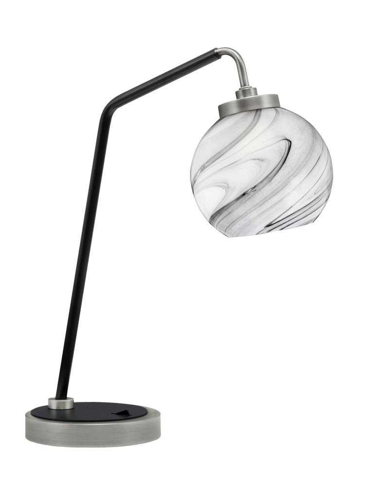 Desk Lamp, Graphite & Matte Black Finish, 5.75" Onyx Swirl Glass