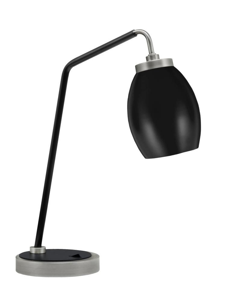 Desk Lamp, Graphite & Matte Black Finish, 5" Matte Black Oval Metal Shade