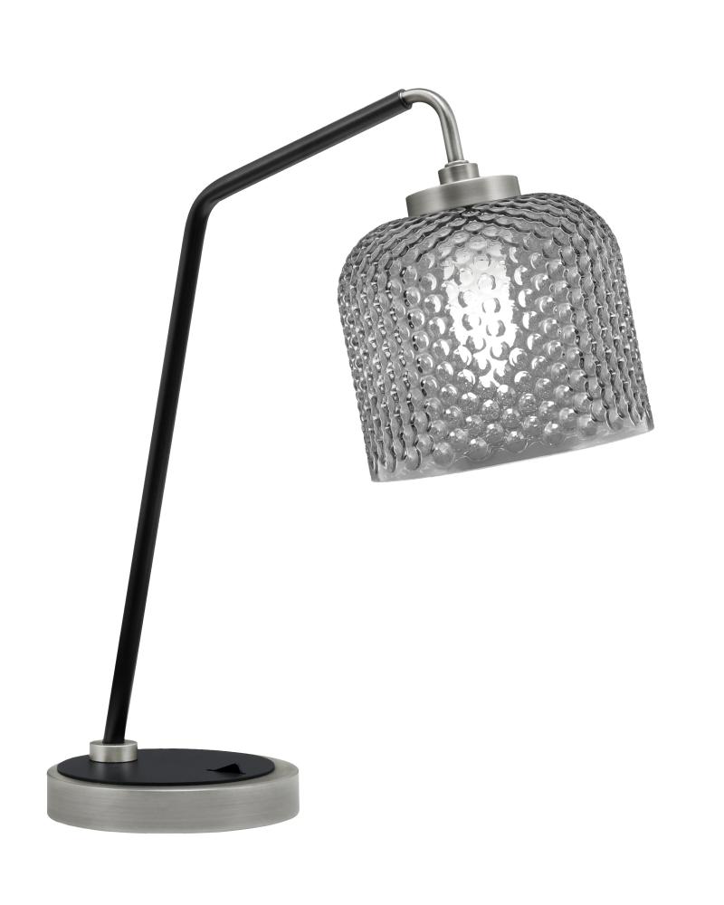 Desk Lamp, Graphite & Matte Black Finish, 6" Smoke Textured Glass