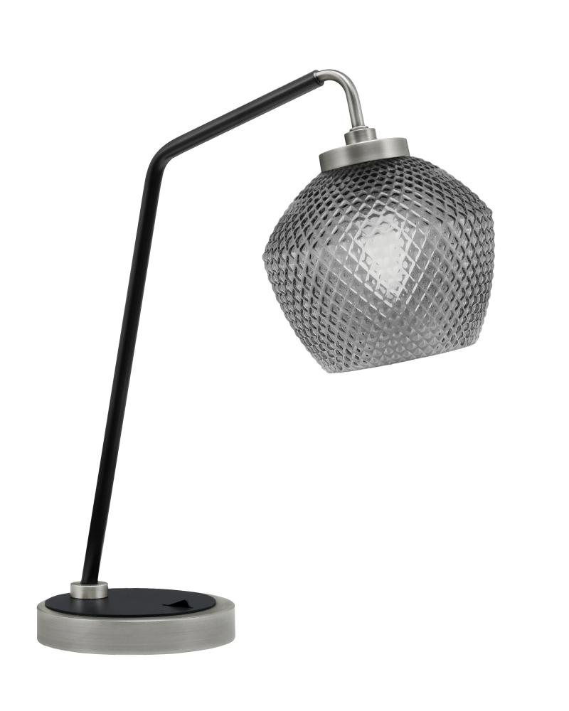 Desk Lamp, Graphite & Matte Black Finish, 6" Smoke Textured Glass