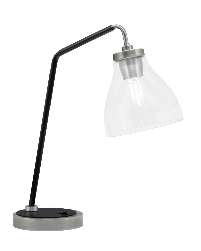 Desk Lamp, Graphite & Matte Black Finish, 6.25" Clear Bubble Glass