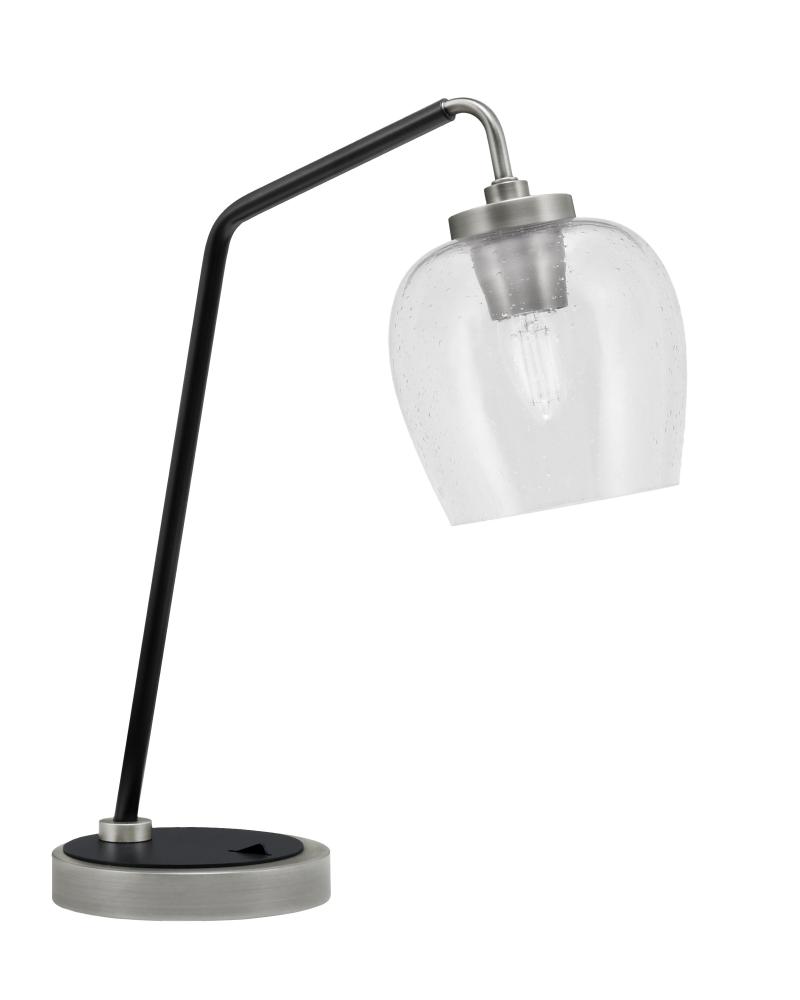 Desk Lamp, Graphite & Matte Black Finish, 6" Clear Bubble Glass