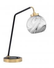 Toltec Company 59-MBNAB-4109 - Desk Lamp, Matte Black & New Age Brass Finish, 5.75" Onyx Swirl Glass