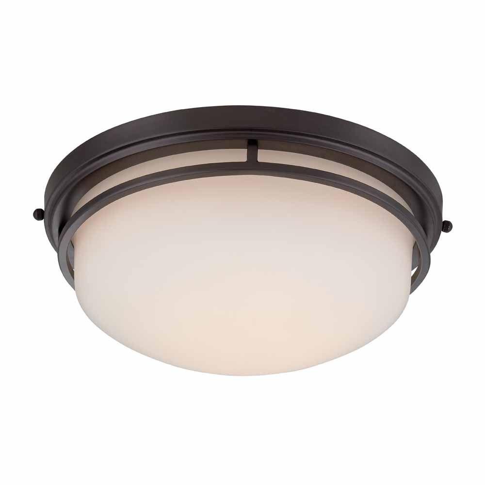 13.25 in. Oil Rubbed Bronze LED Flushmount with Frosted Glass