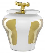 Currey 1200-0326 - Brill Large White & Gold Jar